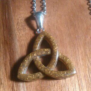 Trinity Knot Tiger's Eye Sterling Silver Pendant Stainless Steel Necklace